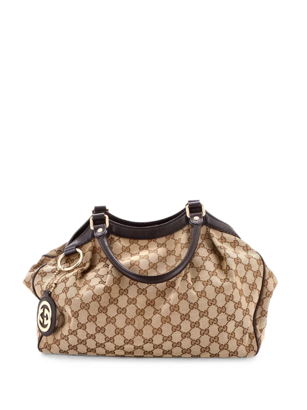 Gucci Pre-Owned Borsa tote Sukey media in tela GG e pelle - Marrone