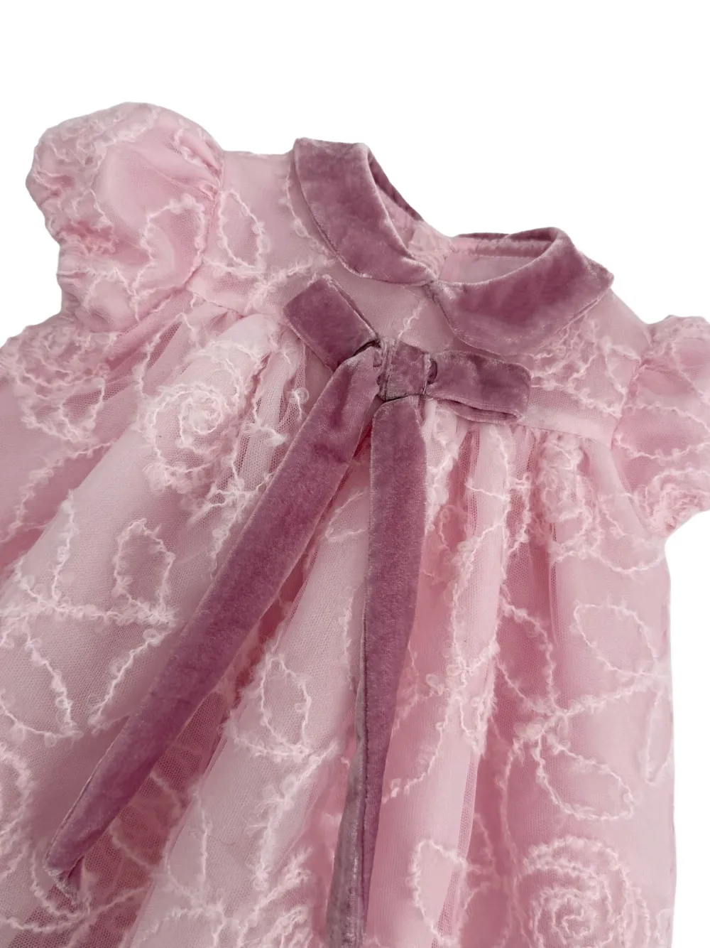 La Stupenderia Allegra embroidered velvet-collar dress Roze