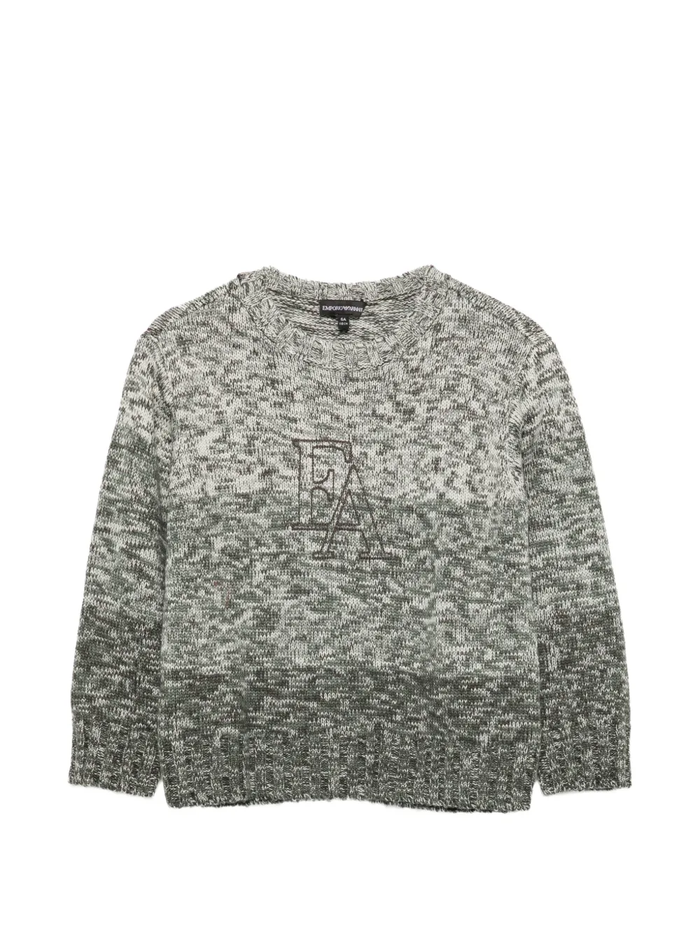 Emporio Armani Kids logo-embroidered heathered sweater - Verde