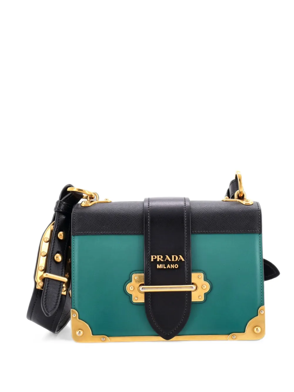 Prada Pre-Owned Cahier Leather and Saffiano Leather Small crossbody bag - Verde