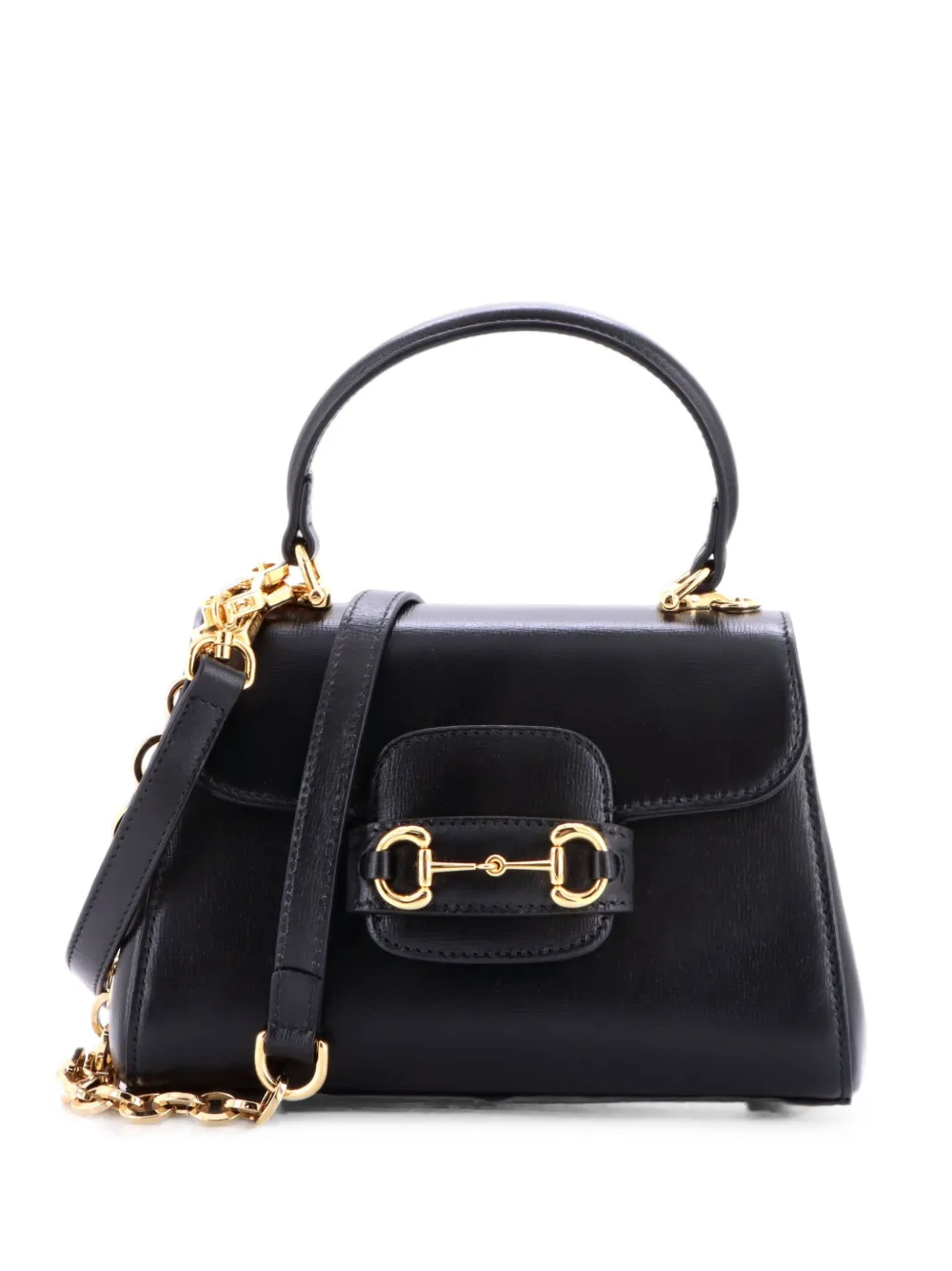Gucci Pre-Owned Horsebit 1955 Top Handle Flap Bag Leather Mini shoulder bag - Nero