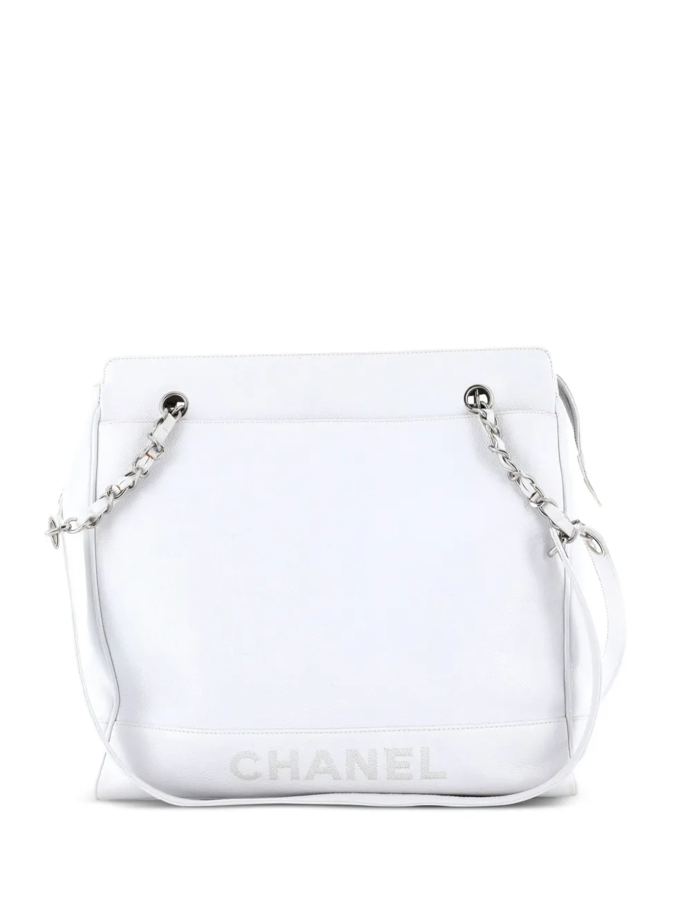 CHANEL Pre-Owned Borsa a spalla media in pelle Caviar con zip - Bianco