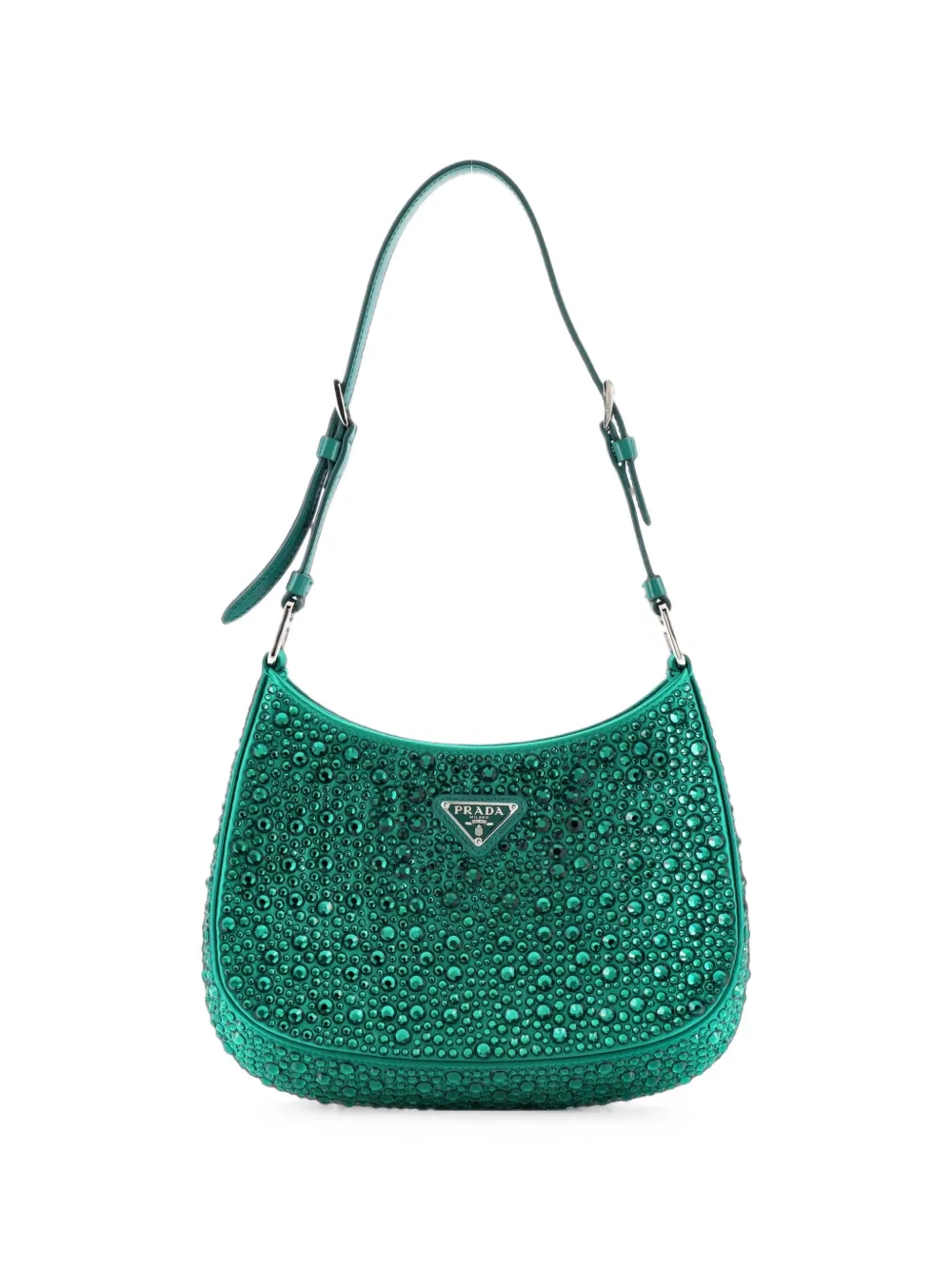 Prada Pre-Owned Cleo Shoulder Bag Crystal Embellished Satin Small crossbody bag - Verde