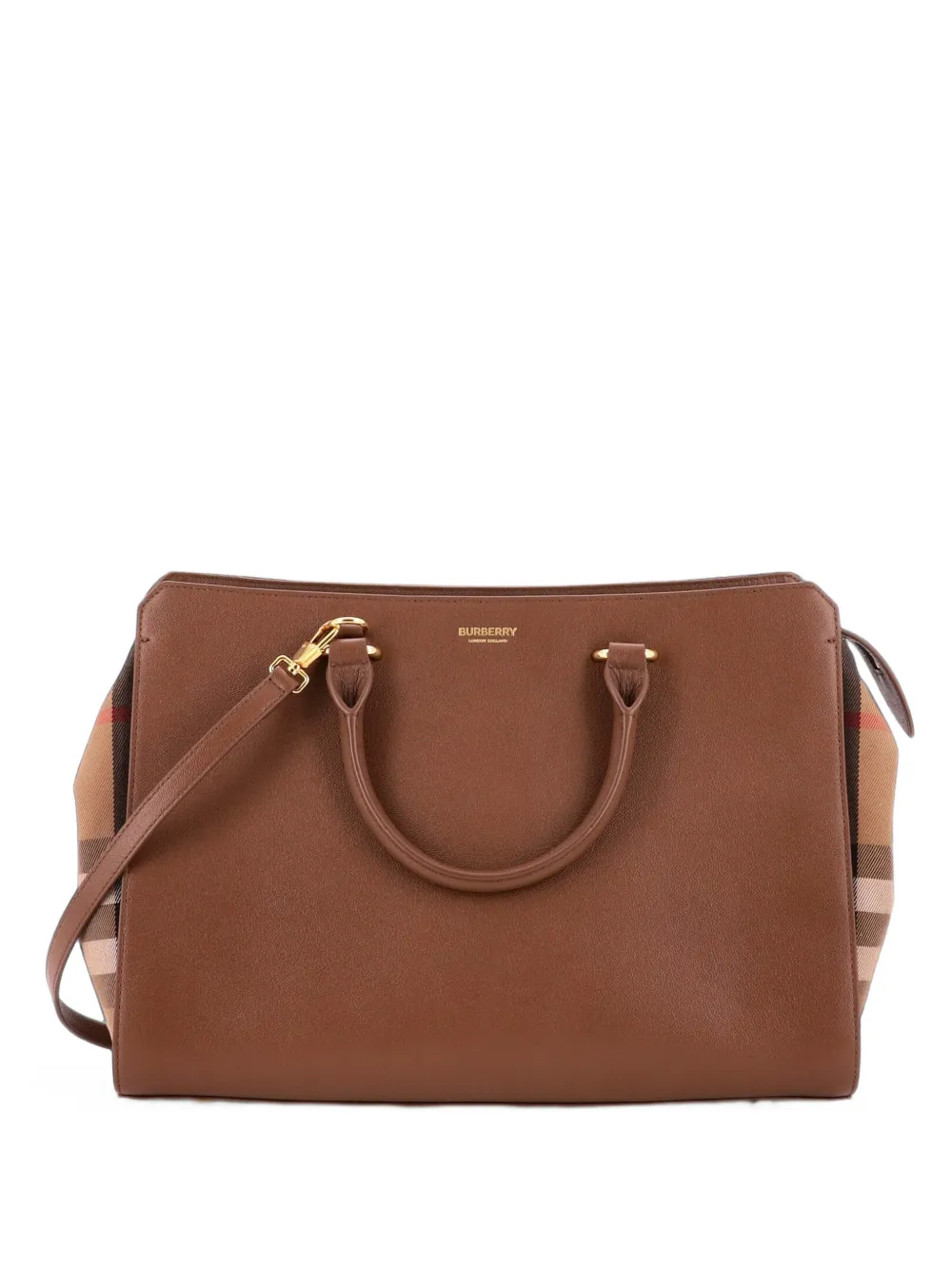 Burberry Pre-Owned Borsa tote Banwell piccola in pelle e tela con motivo House Check - Marrone