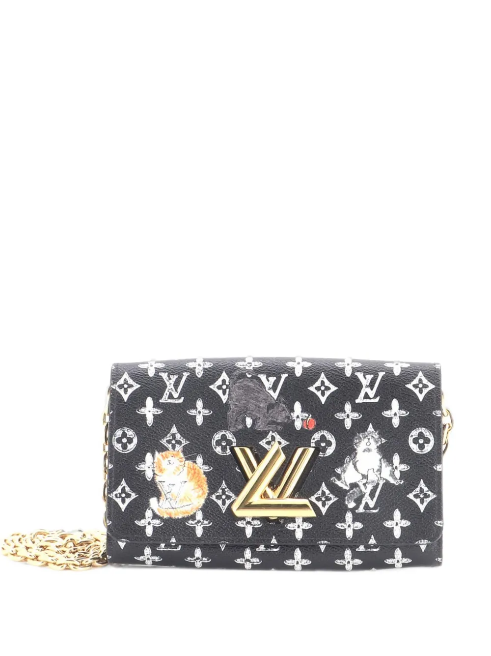 Louis Vuitton Pre-Owned Twist Chain Wallet Limited Edition Grace Coddington Catogram Canvas clutch bag - Black