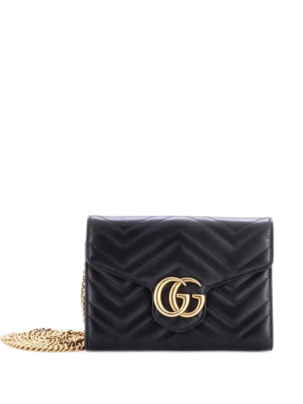 Gucci Pre-Owned Borsa a tracolla GG Marmont mini in pelle matelassé con catena - Nero