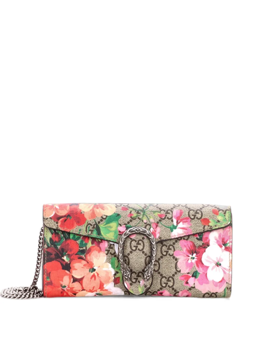 Gucci Pre-Owned Dionysus Chain Wallet Blooms Print GG Coated Canvas Long clutch bag - Marrone