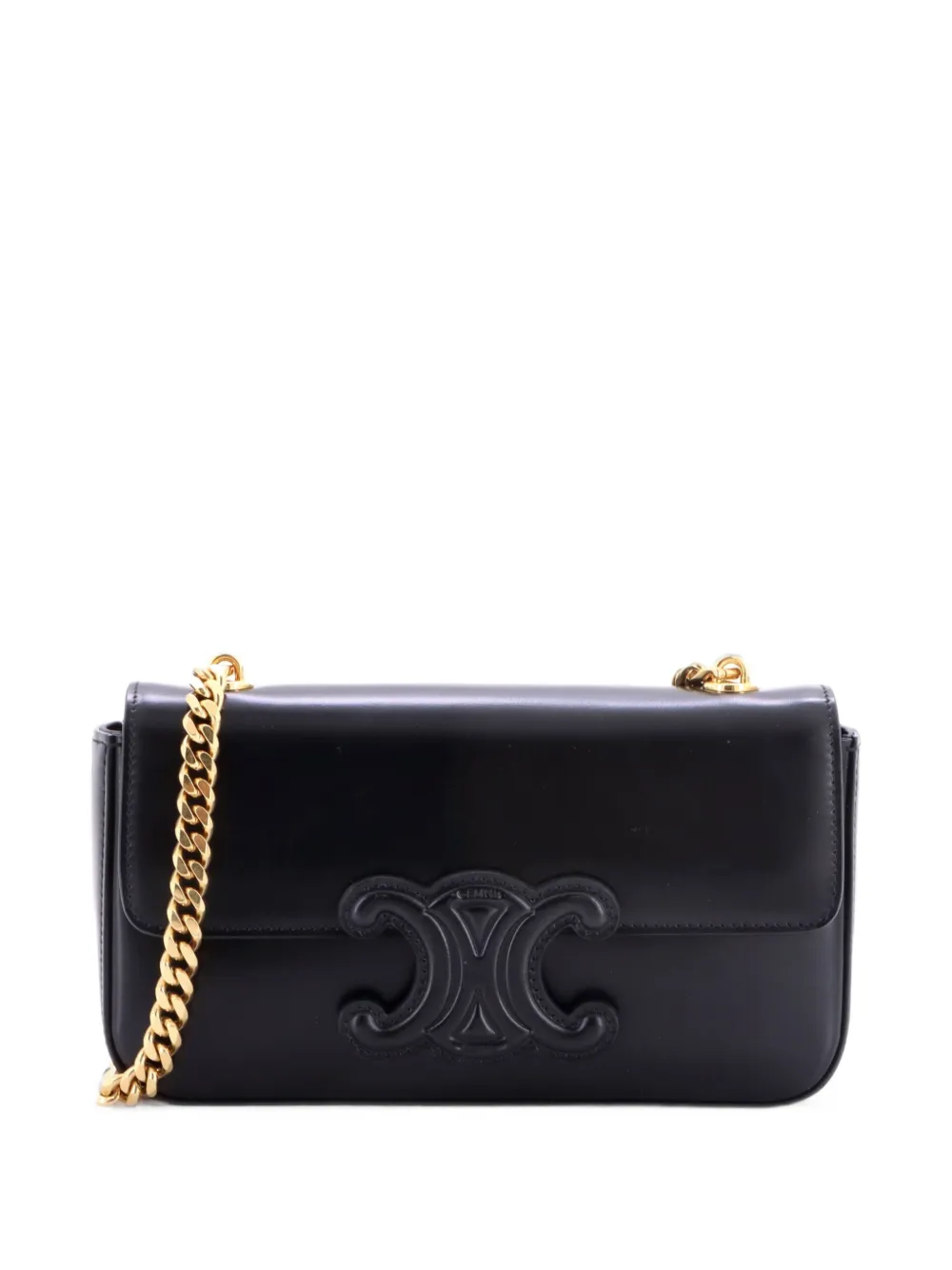 Celine Pre-Owned Borsa a spalla Triomphe piccola in pelle con catena - Nero