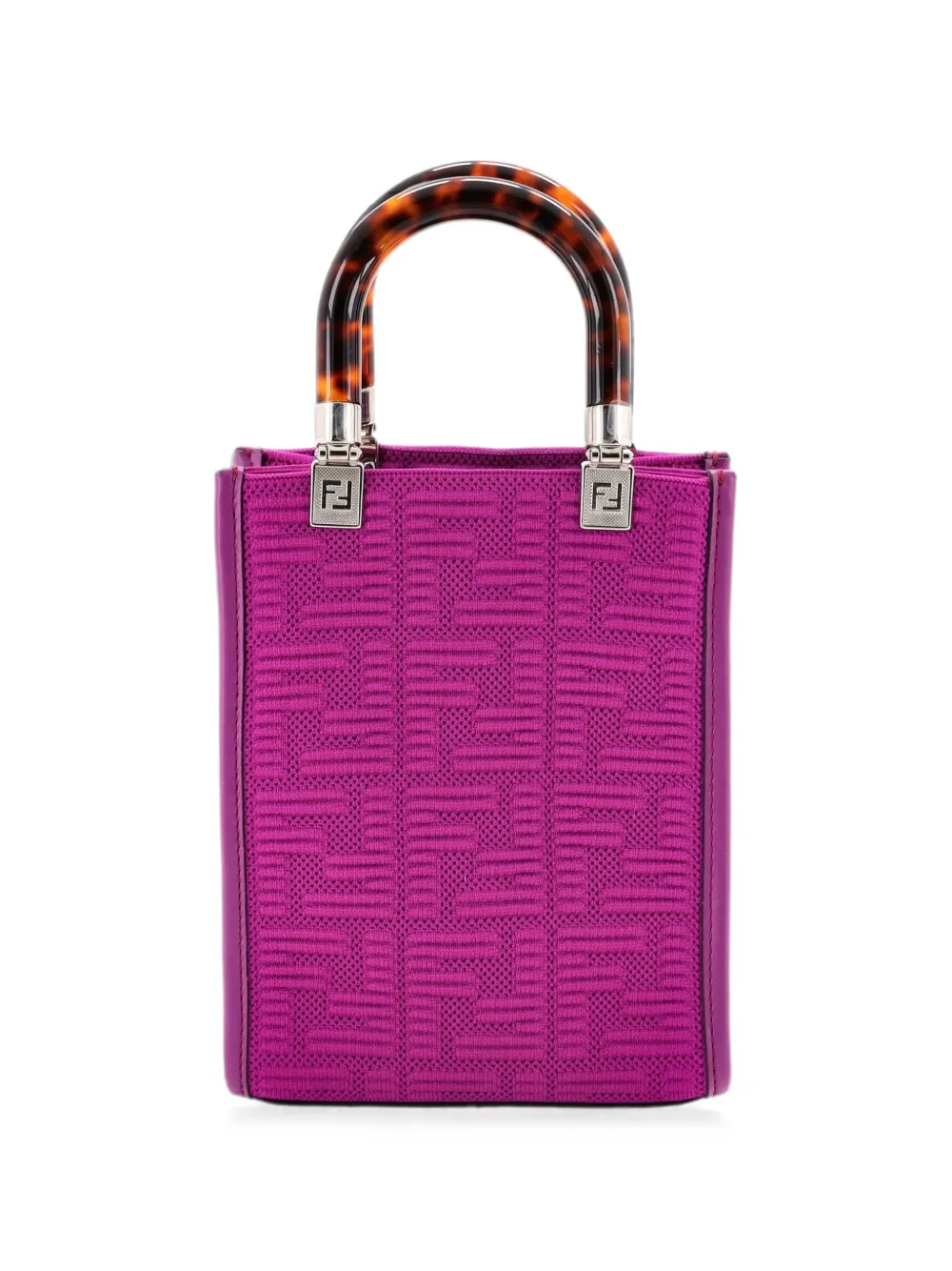 Fendi Pre-Owned Borsa tote Sunshine mini in rete tecnica con motivo Zucca - Viola