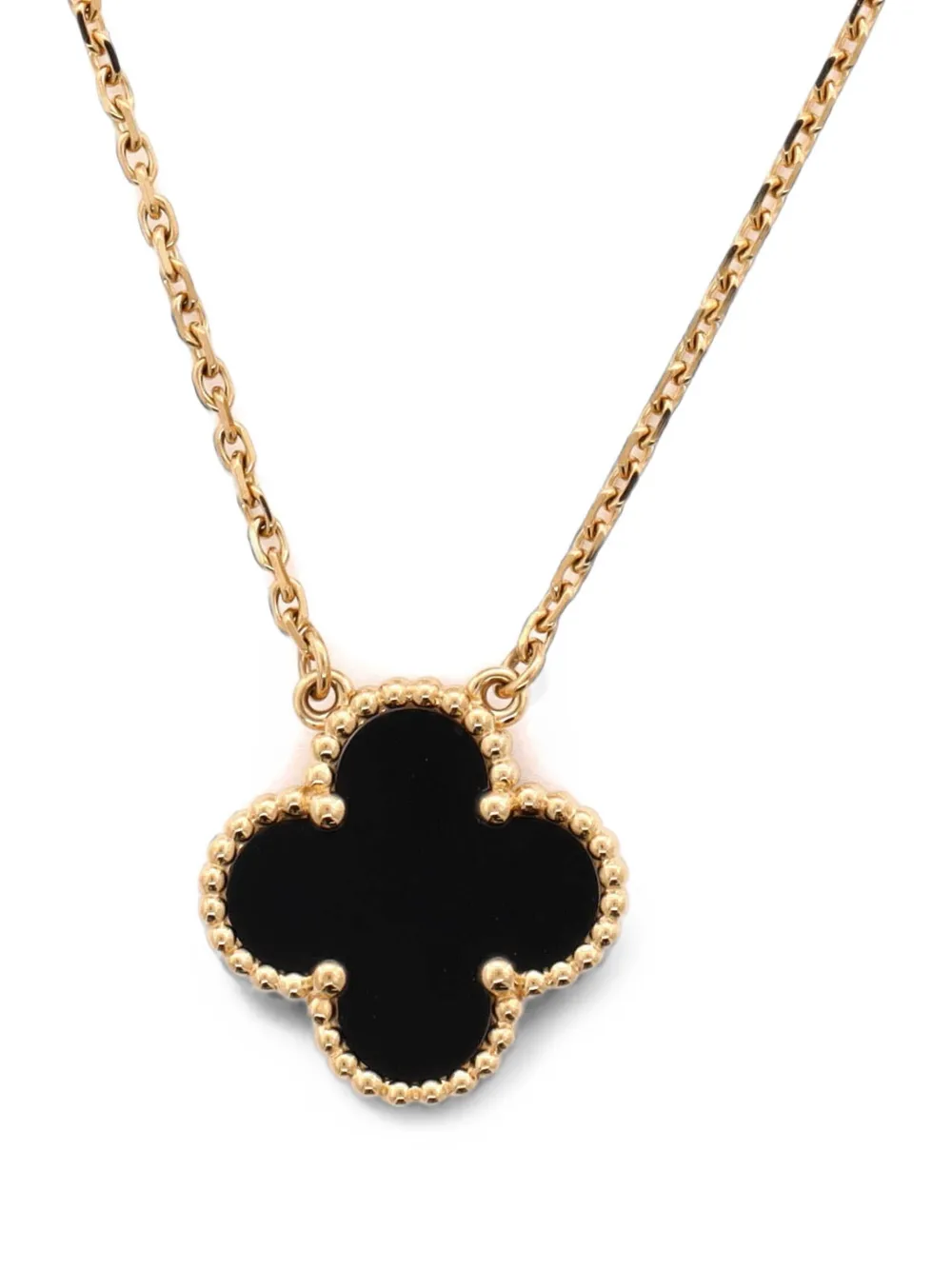 Van Cleef & Arpels Pre-Owned Vintage Alhambra Pendant 18K Yellow Gold and Onyx necklace - Oro