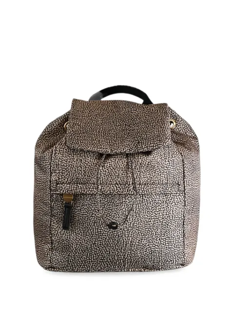 Borbonese B-Club OP-print leather-trim backpack