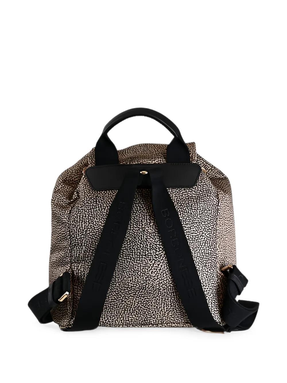 Borbonese B-Club rugzak met leren afwerking en OP-print Beige