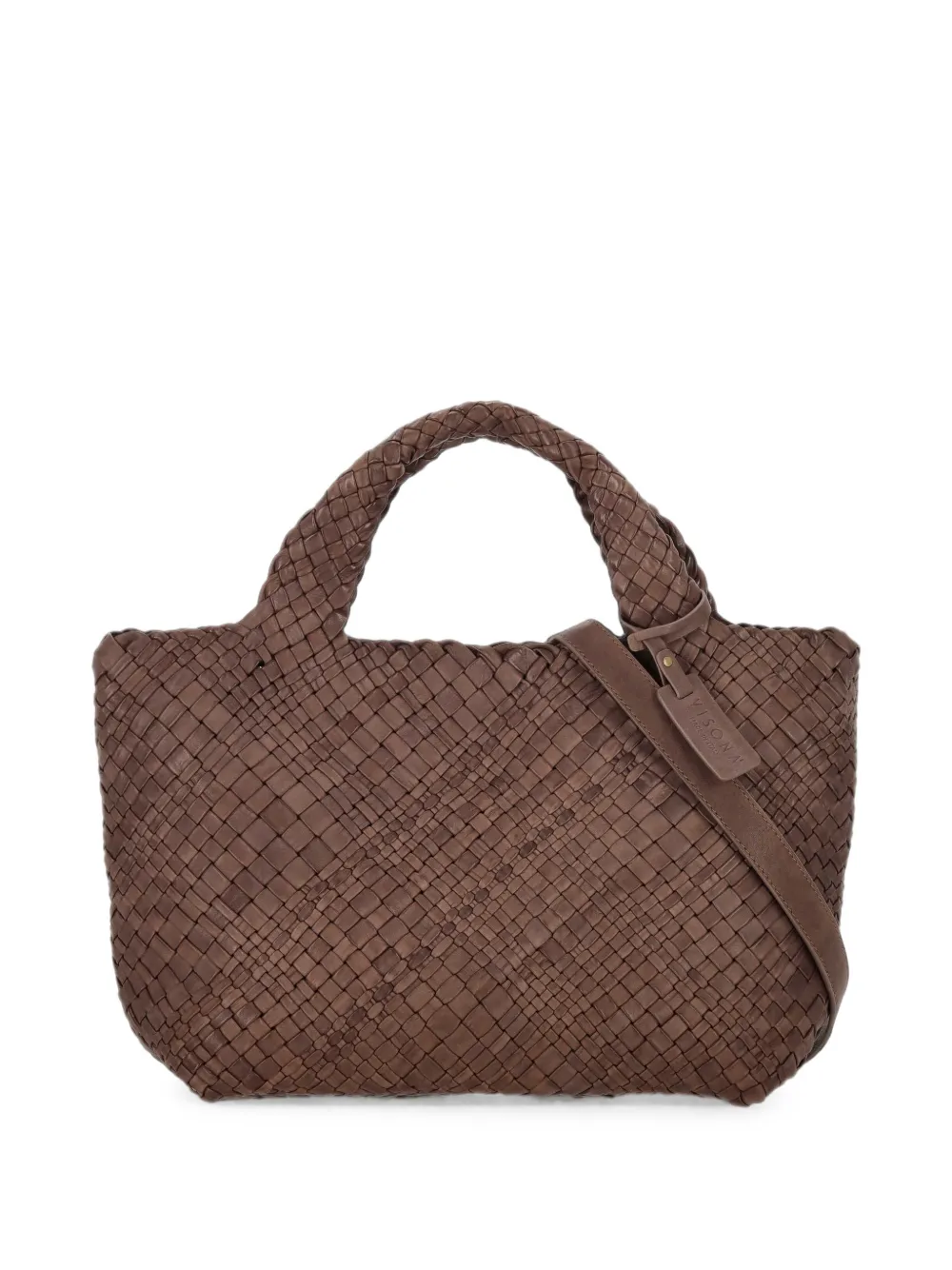 VISONA` Esmeralda geweven leren shopper Bruin