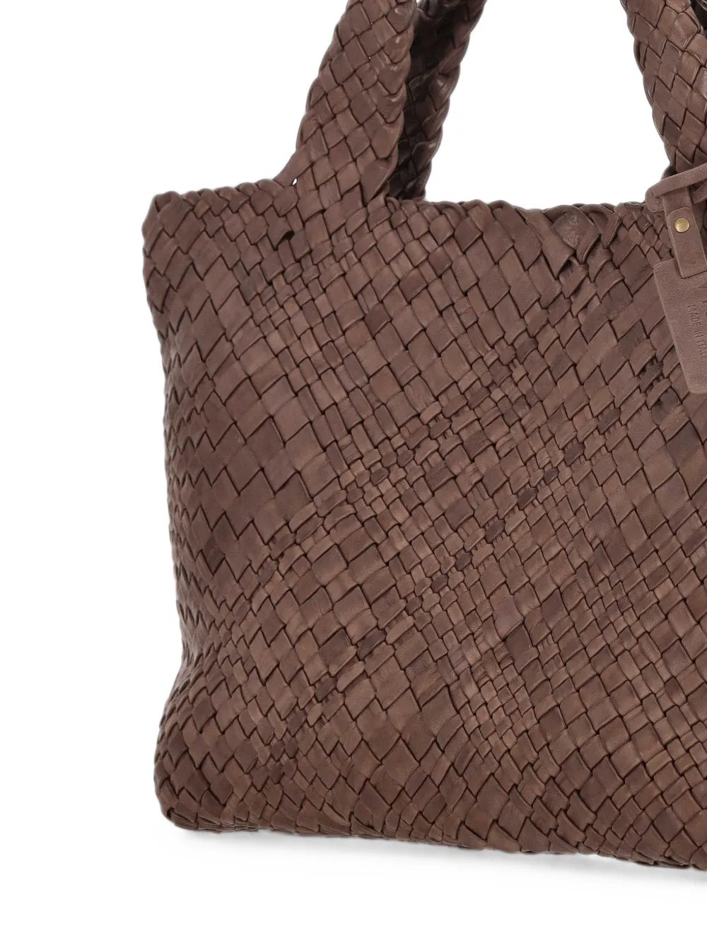 VISONA` Esmeralda geweven leren shopper Bruin