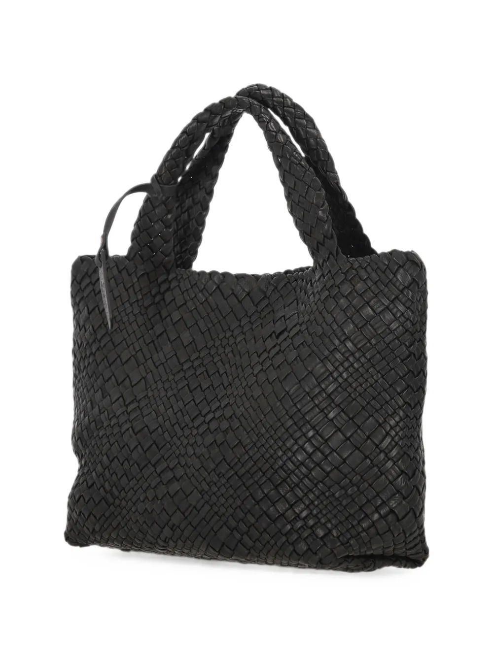 VISONA` Esmeralda geweven shopper met schouderband Zwart