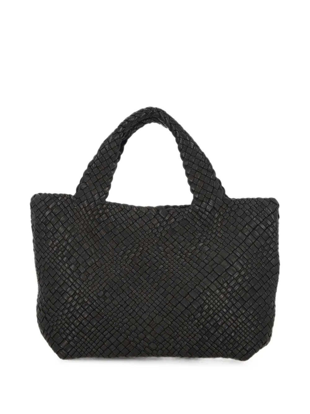VISONA` Esmeralda geweven shopper met schouderband Zwart