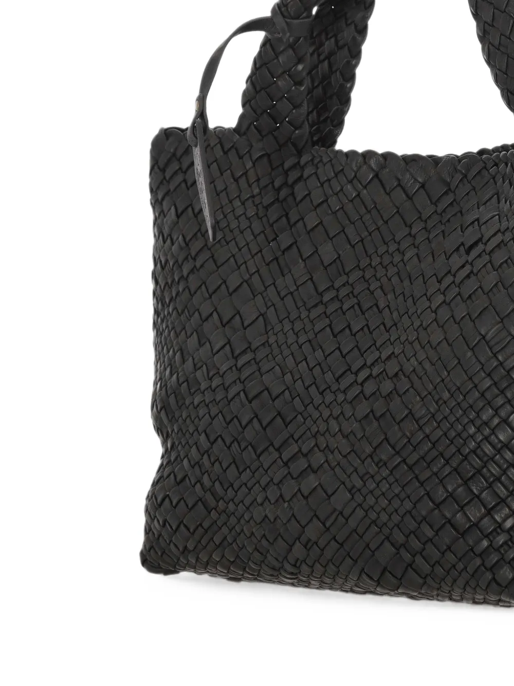 VISONA` Esmeralda geweven shopper met schouderband Zwart