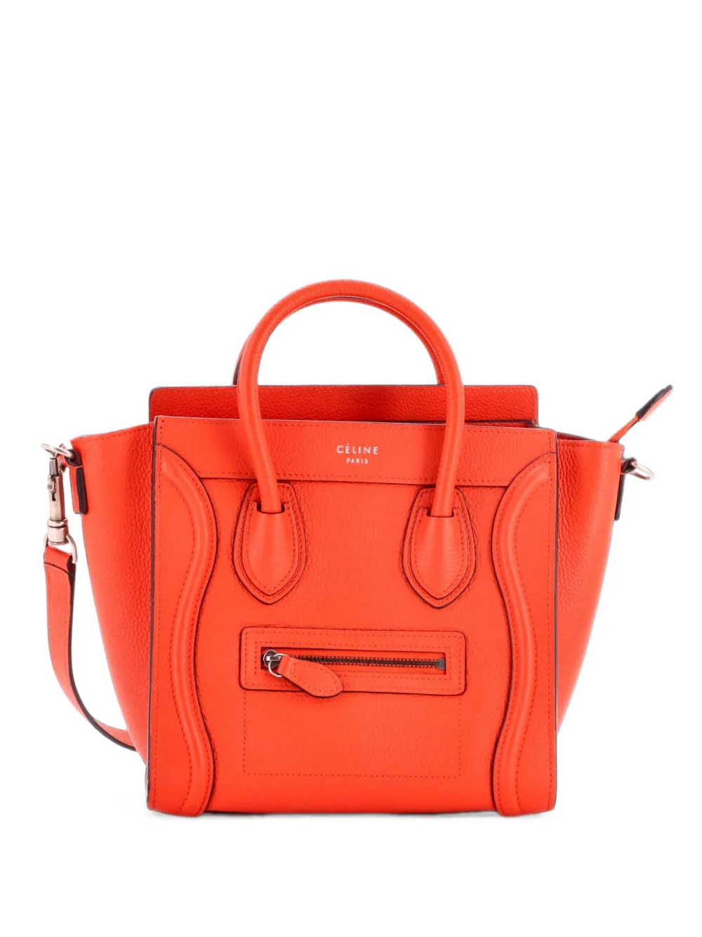 Celine Pre-Owned Borsa a tracolla Luggage nano in pelle martellata - Arancione