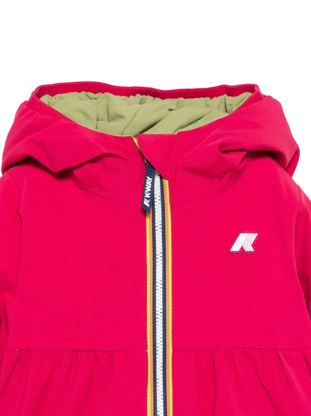 K Way Kids E. Maelle St Warm gewatteerd jack met capuchon en ruches Roze
