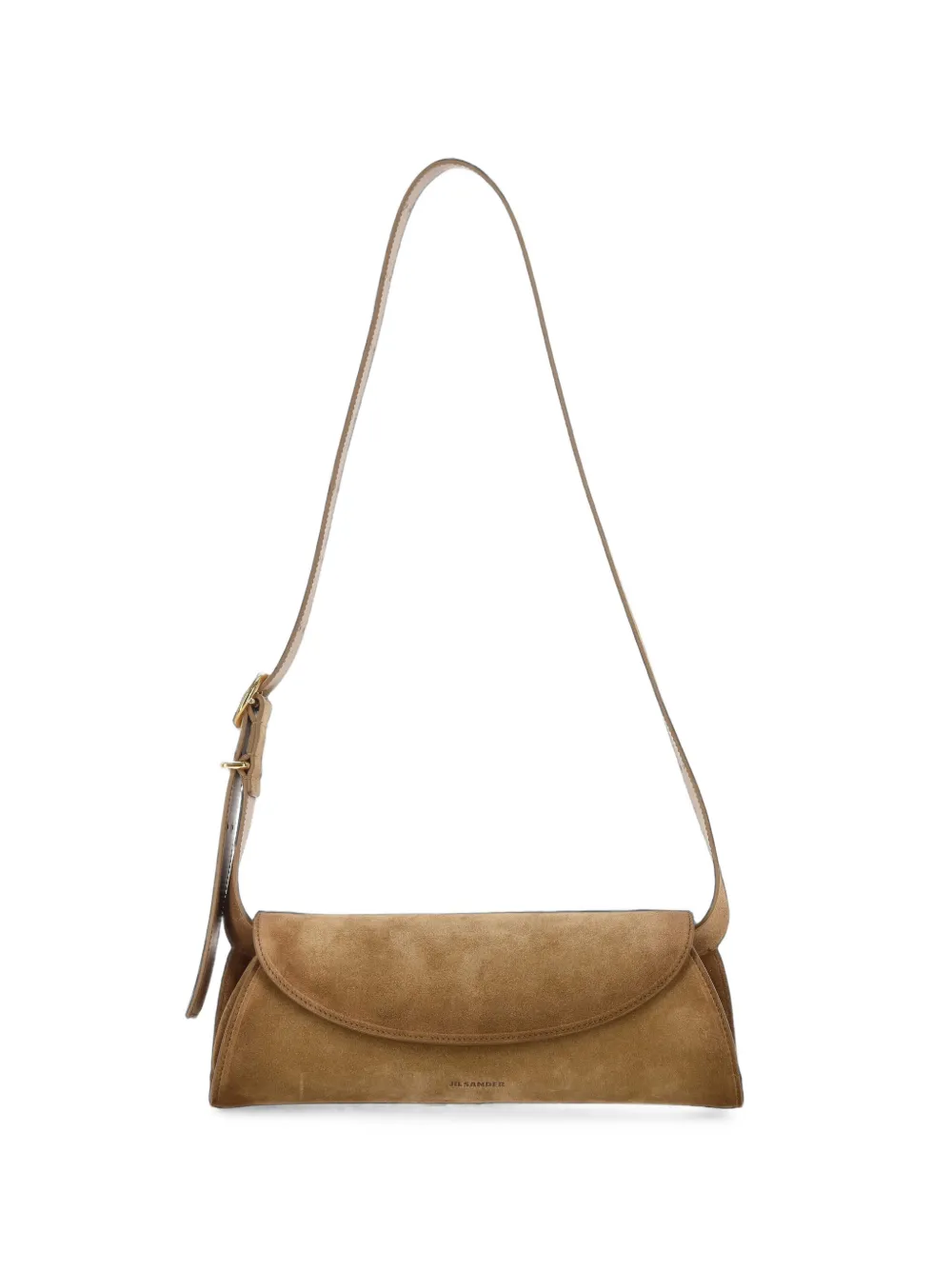 Jil Sander suede foldover shoulder bag - Marrone