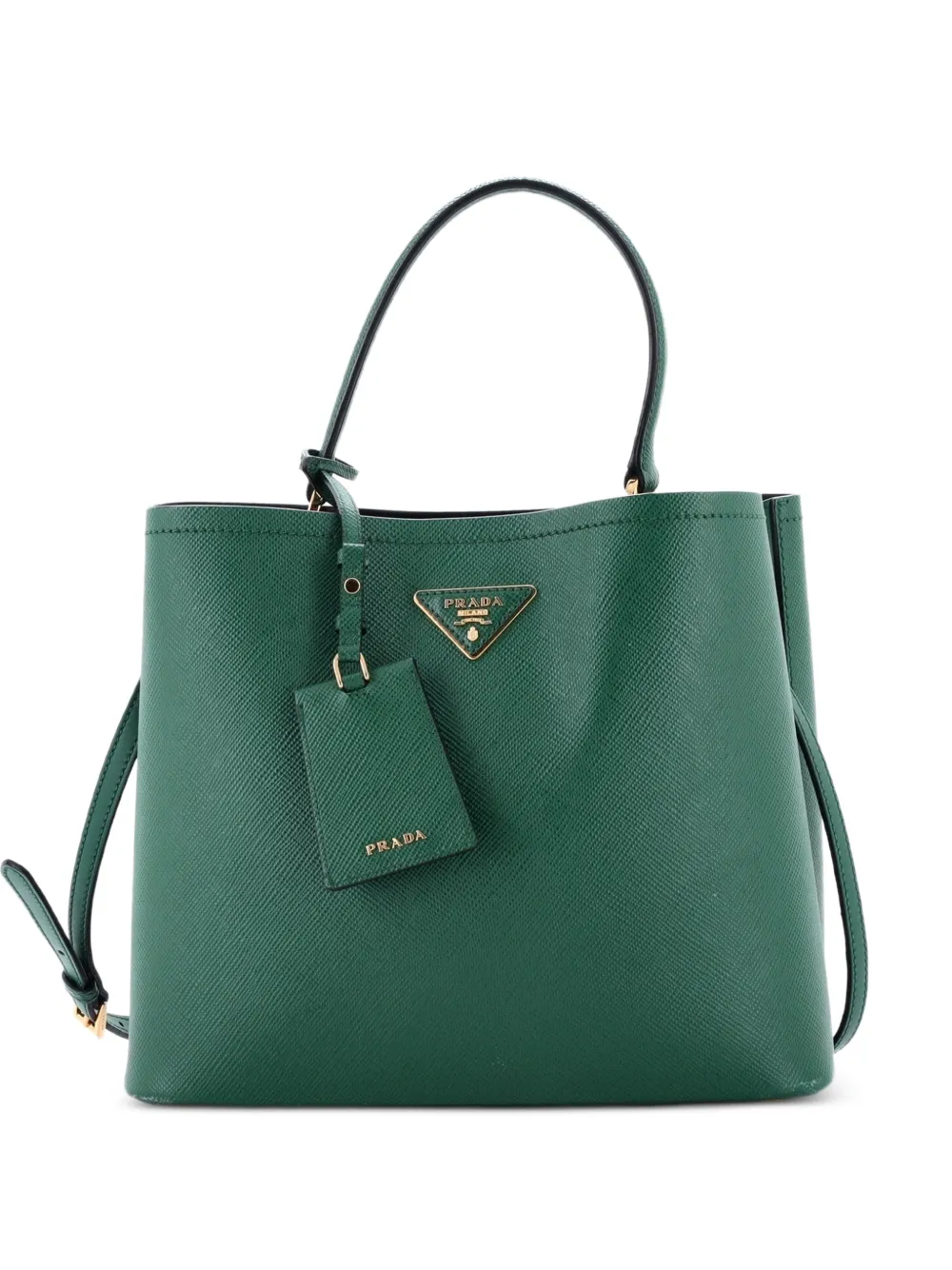 Prada Pre-Owned Große Panier Beuteltasche aus Saffiano-Leder - Grün