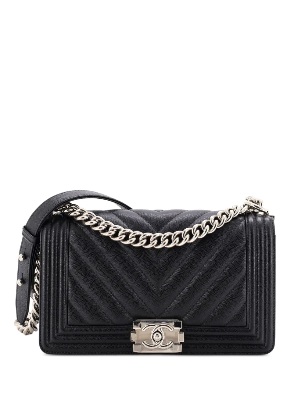 CHANEL Pre-Owned Boy Flap Bag Chevron Caviar Old Medium shoulder bag - Nero