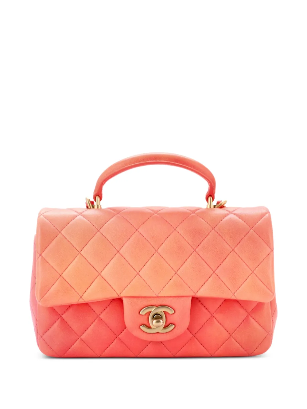 CHANEL Pre-Owned Classic Single Flap Top Handle Bag Quilted Ombre Lambskin Mini crossbody bag - Arancione