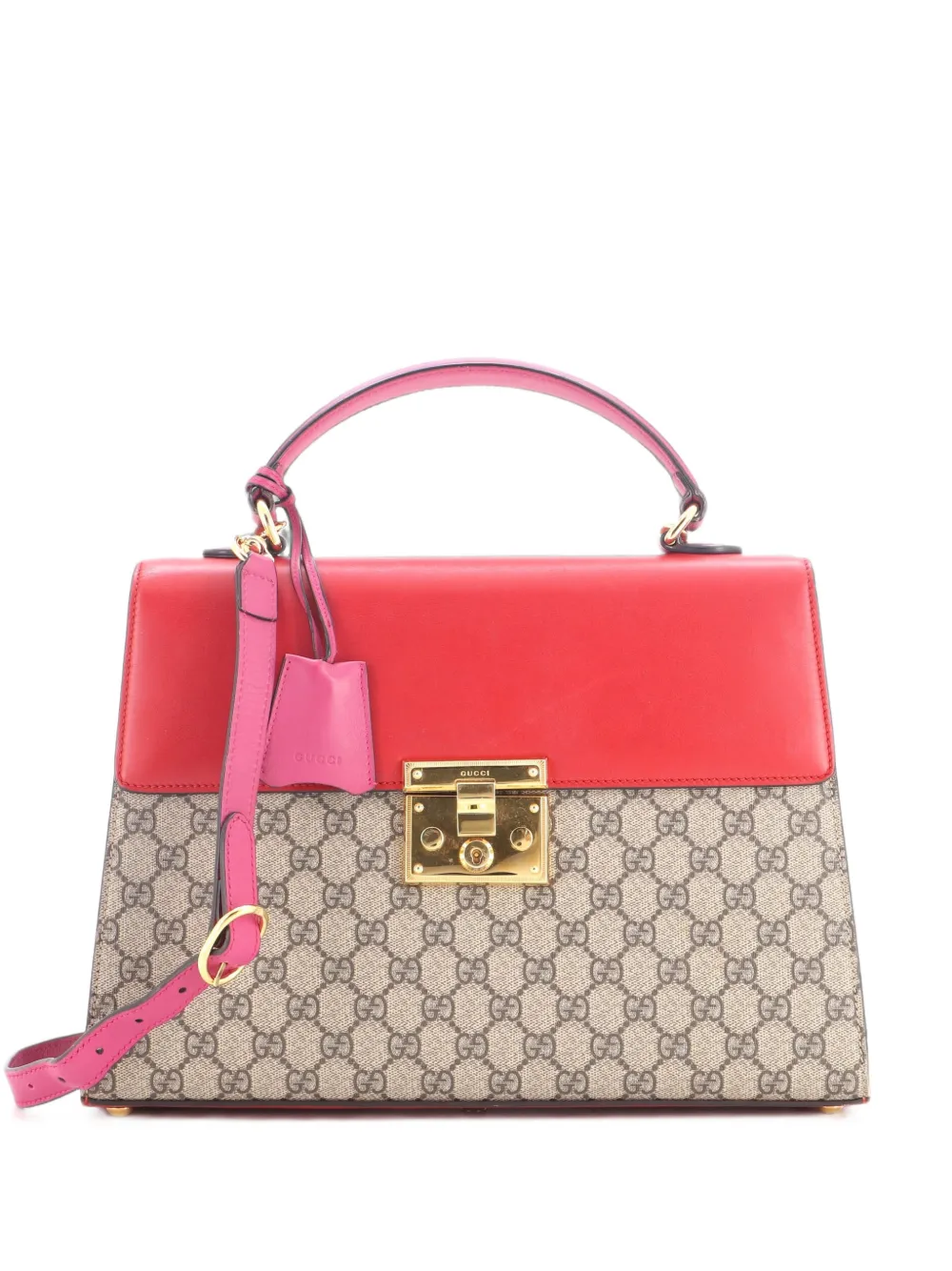 Gucci Pre-Owned Padlock Top Handle Bag GG Coated Canvas and Leather Medium satchel - Marrone