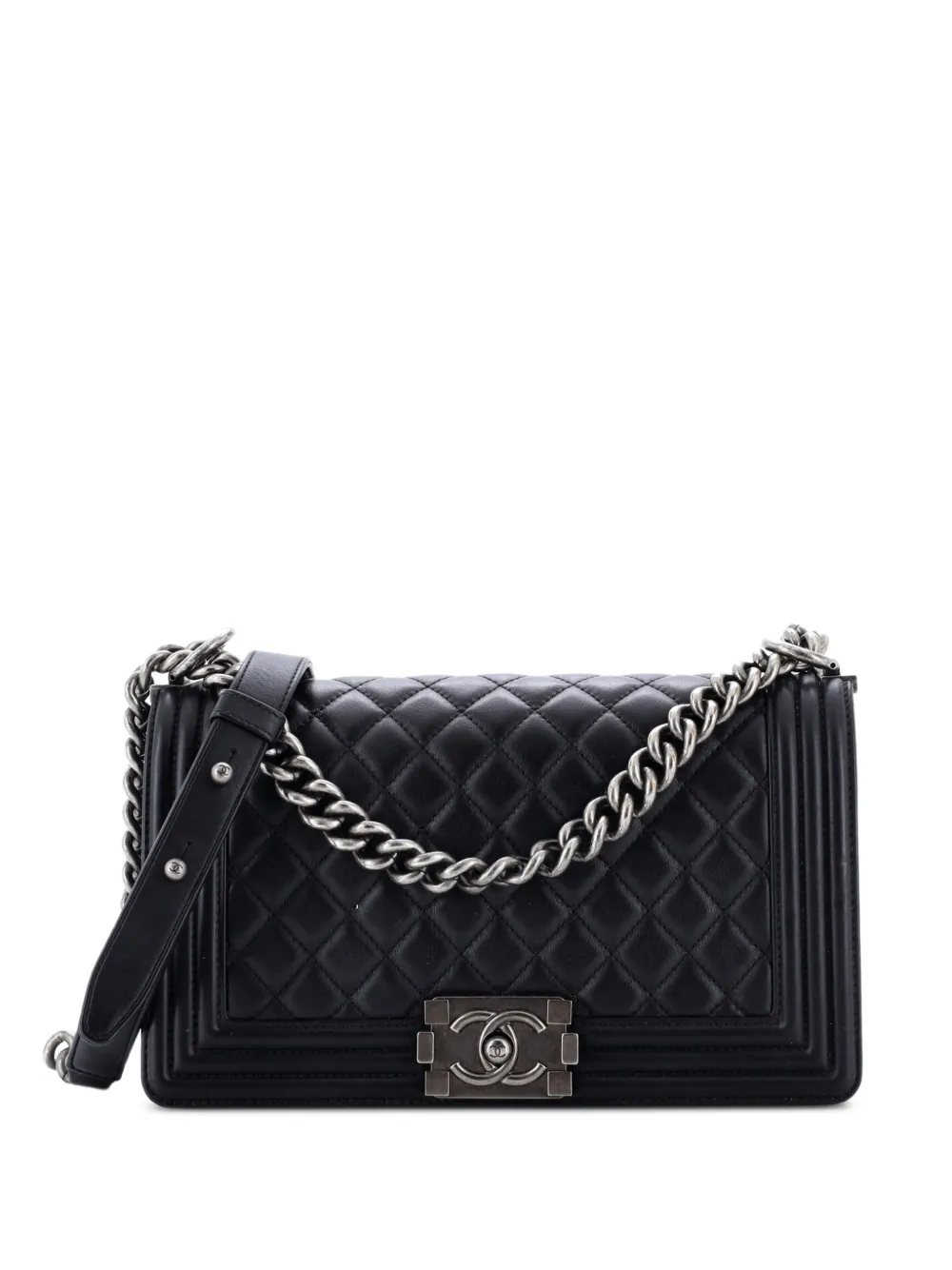 CHANEL Pre-Owned Boy Flap Bag Quilted Lambskin Old Medium shoulder bag - Nero
