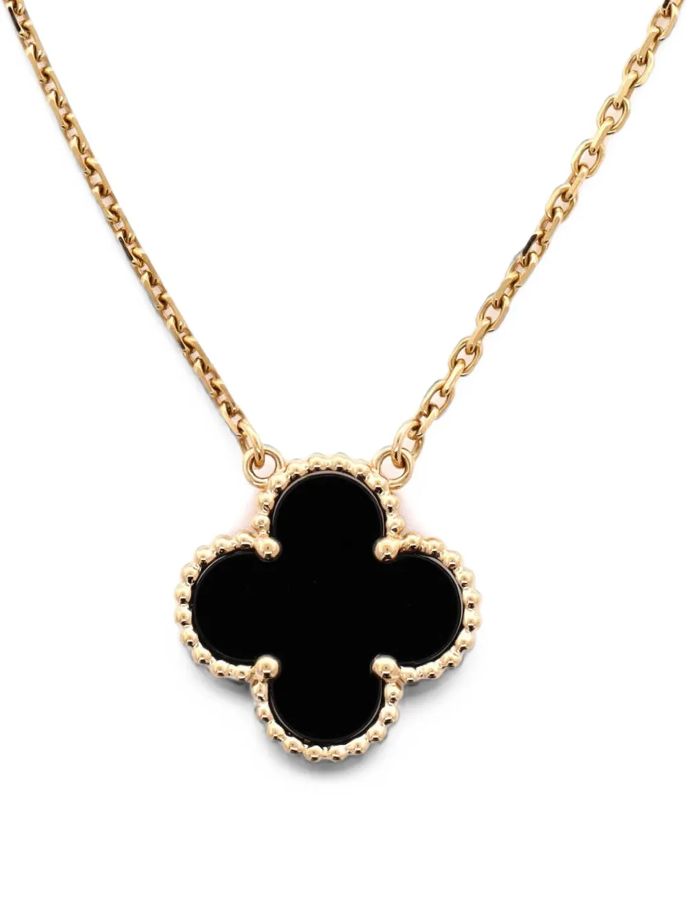Van Cleef & Arpels Pre-Owned Vintage Alhambra Pendant 18K Yellow Gold and Onyx necklace - Oro