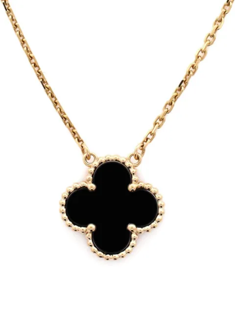 Van Cleef & Arpels Pre-Owned Vintage Alhambra Pendant 18K Yellow Gold and Onyx necklace