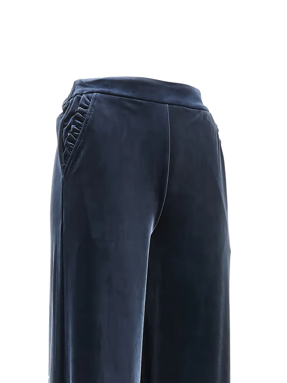 Emporio Armani Fluwelen broek met ruches Blauw
