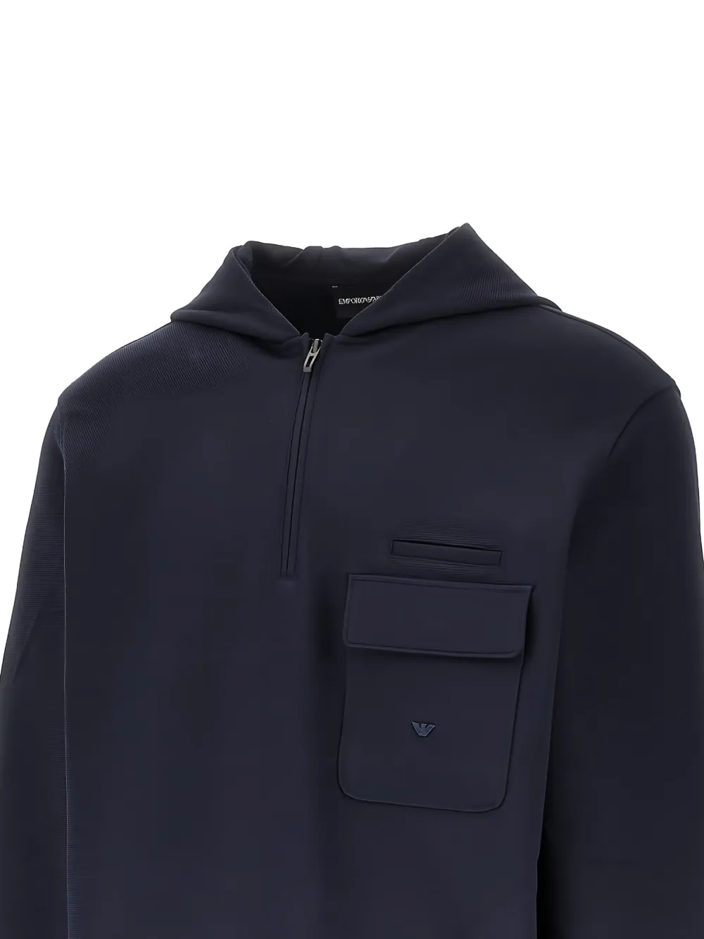 Emporio Armani Travel Essential hoodie met kwartrits en zak Blauw