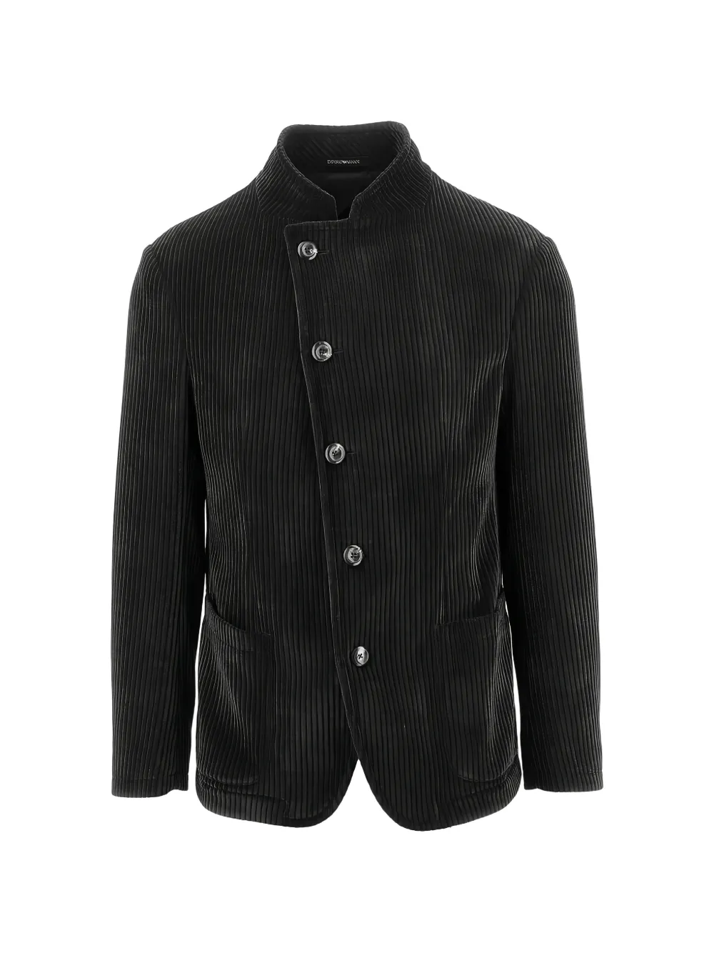Emporio Armani corduroy-effect offset-fastening jacket - Nero