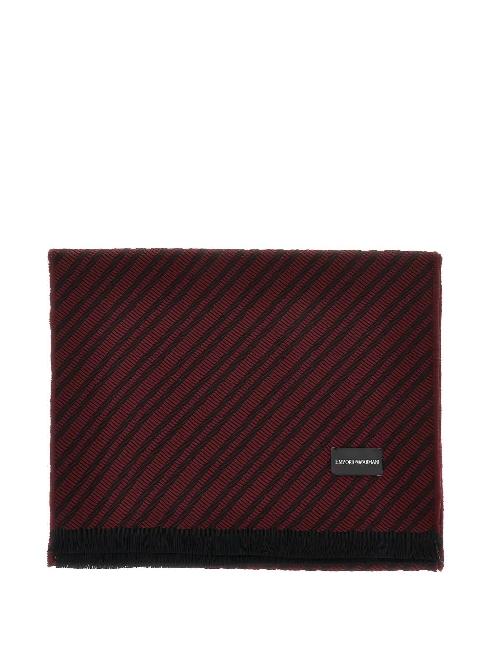 Emporio Armani diagonal-stripe wool scarf - Nero