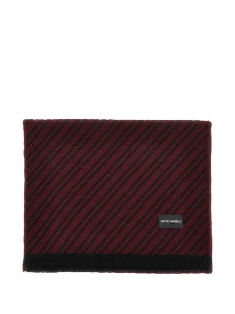 Emporio Armani diagonal-stripe wool scarf