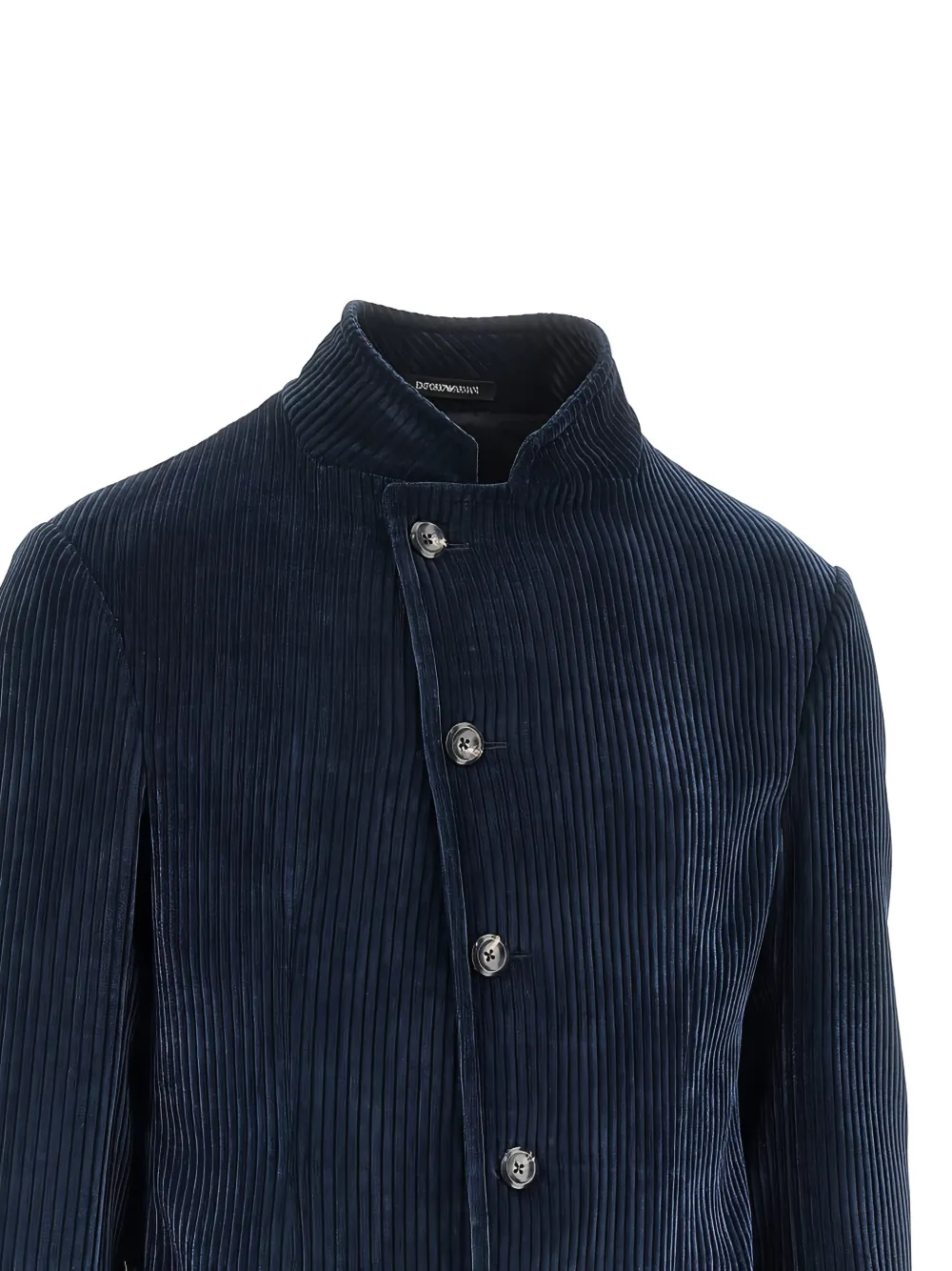 Emporio Armani Ribfluwelen jack met ronde opstaande kraag Blauw