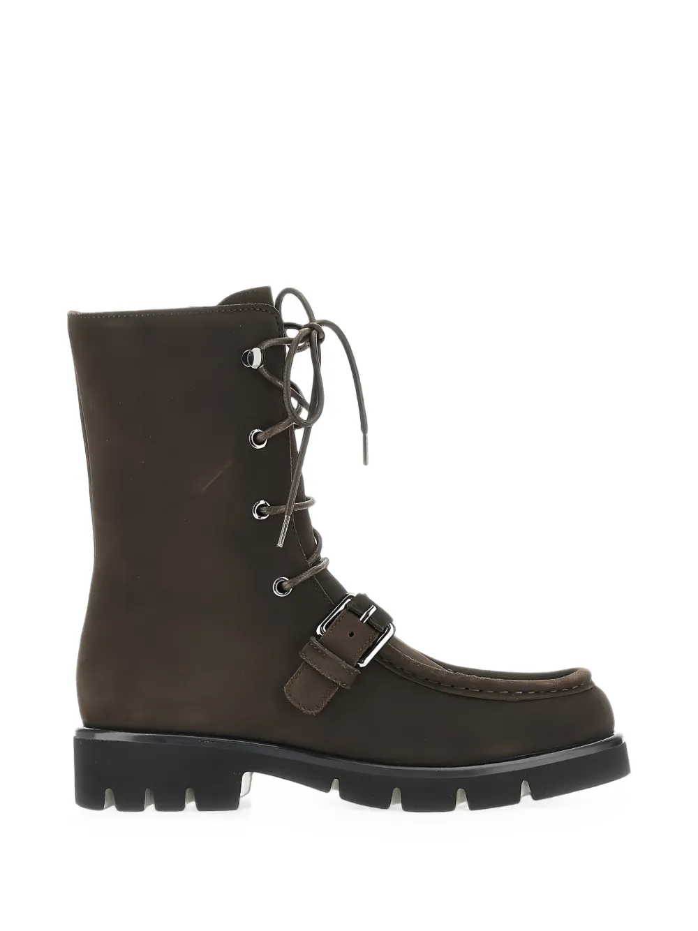 Emporio Armani buckle-detail lace-up boots Bruin