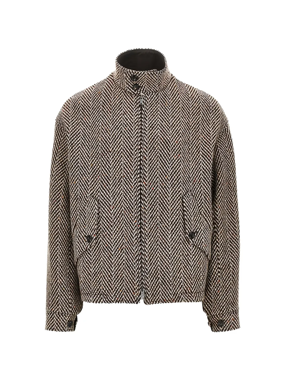 Emporio Armani chevron-pattern high-neck jacket - Marrone