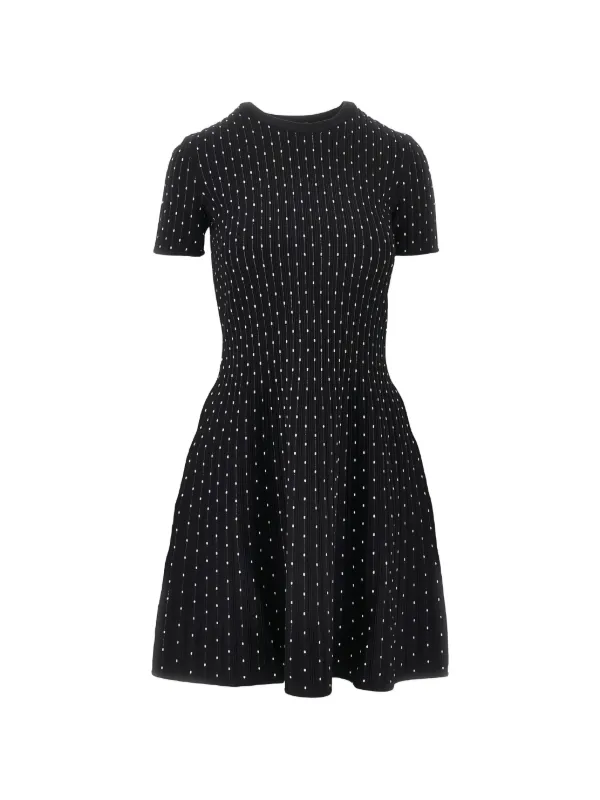 Emporio Armani Ribbed-knit Flared Dress in Black
