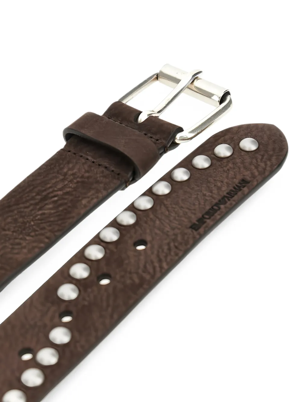 Emporio Armani Leren riem met studs Bruin