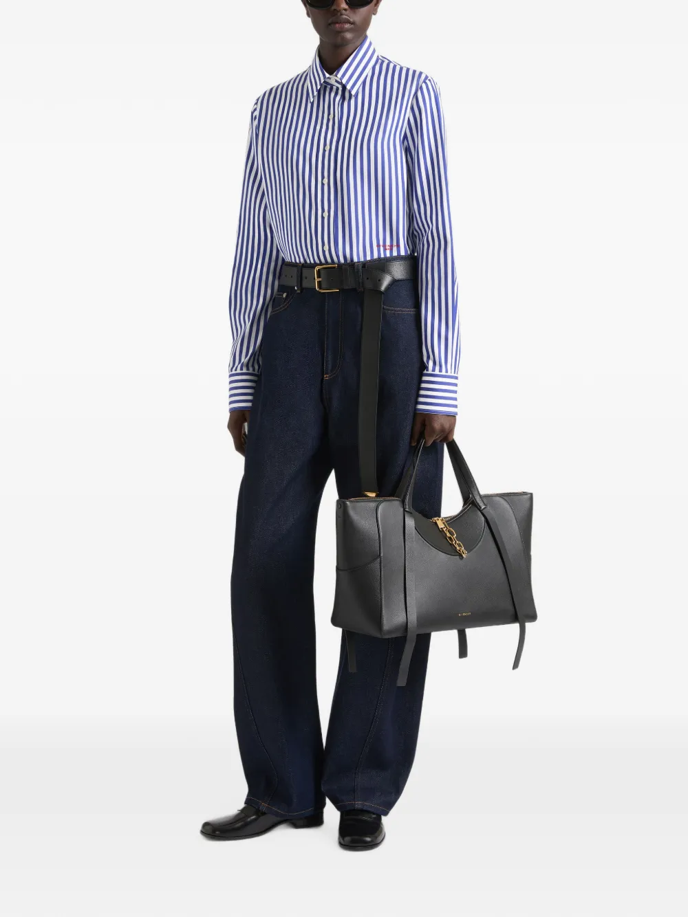 Givenchy Gestreepte popeline blouse met borduurwerk Blauw