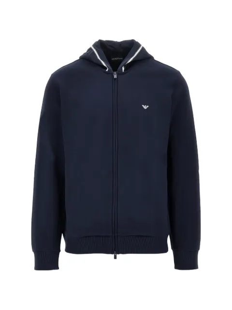 Ea7 Emporio Armani logo-embroidered zip-up hoodie