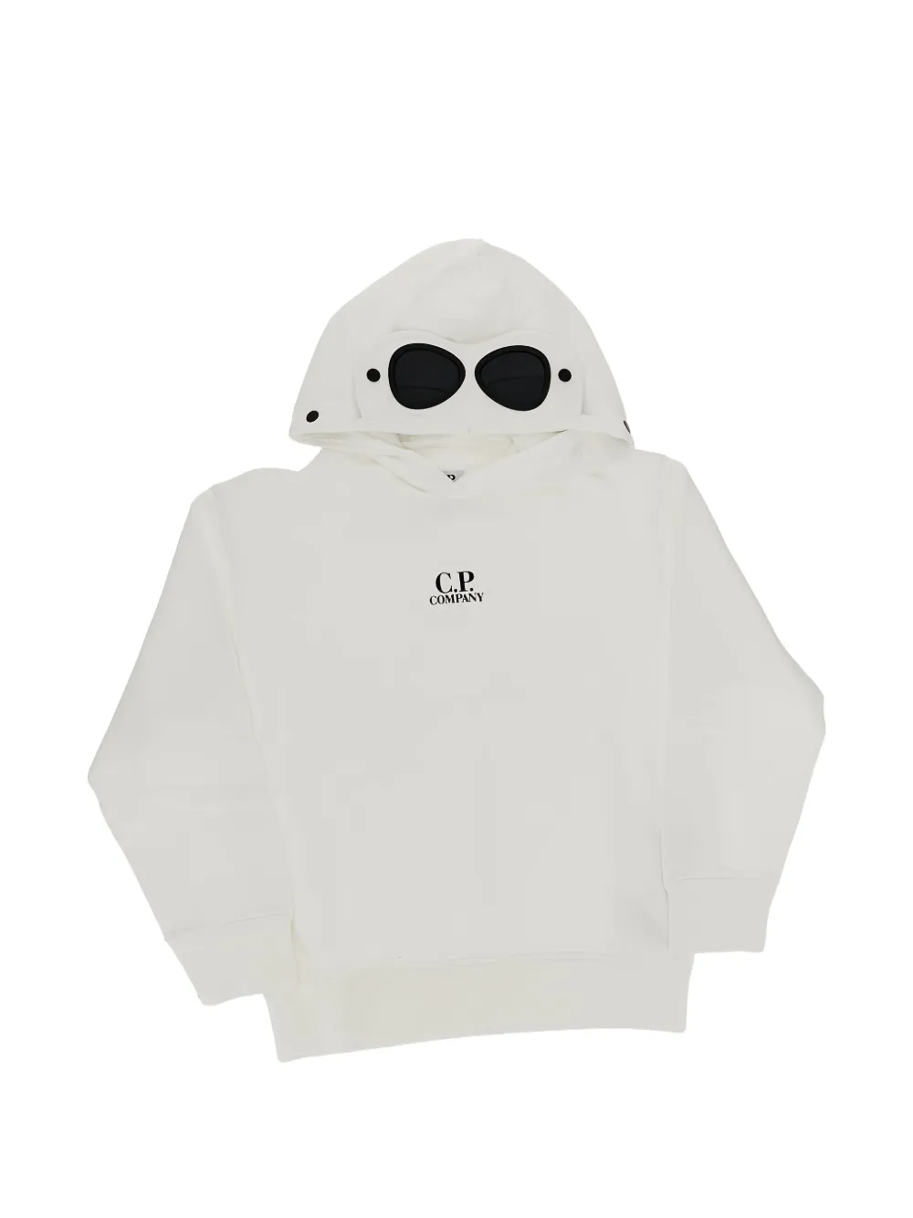 C.P. Company Kids Goggle-detail logo-print hoodie - Bianco