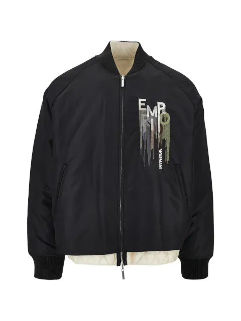 Emporio Armani logo-embroidered long-sleeve bomber jacket