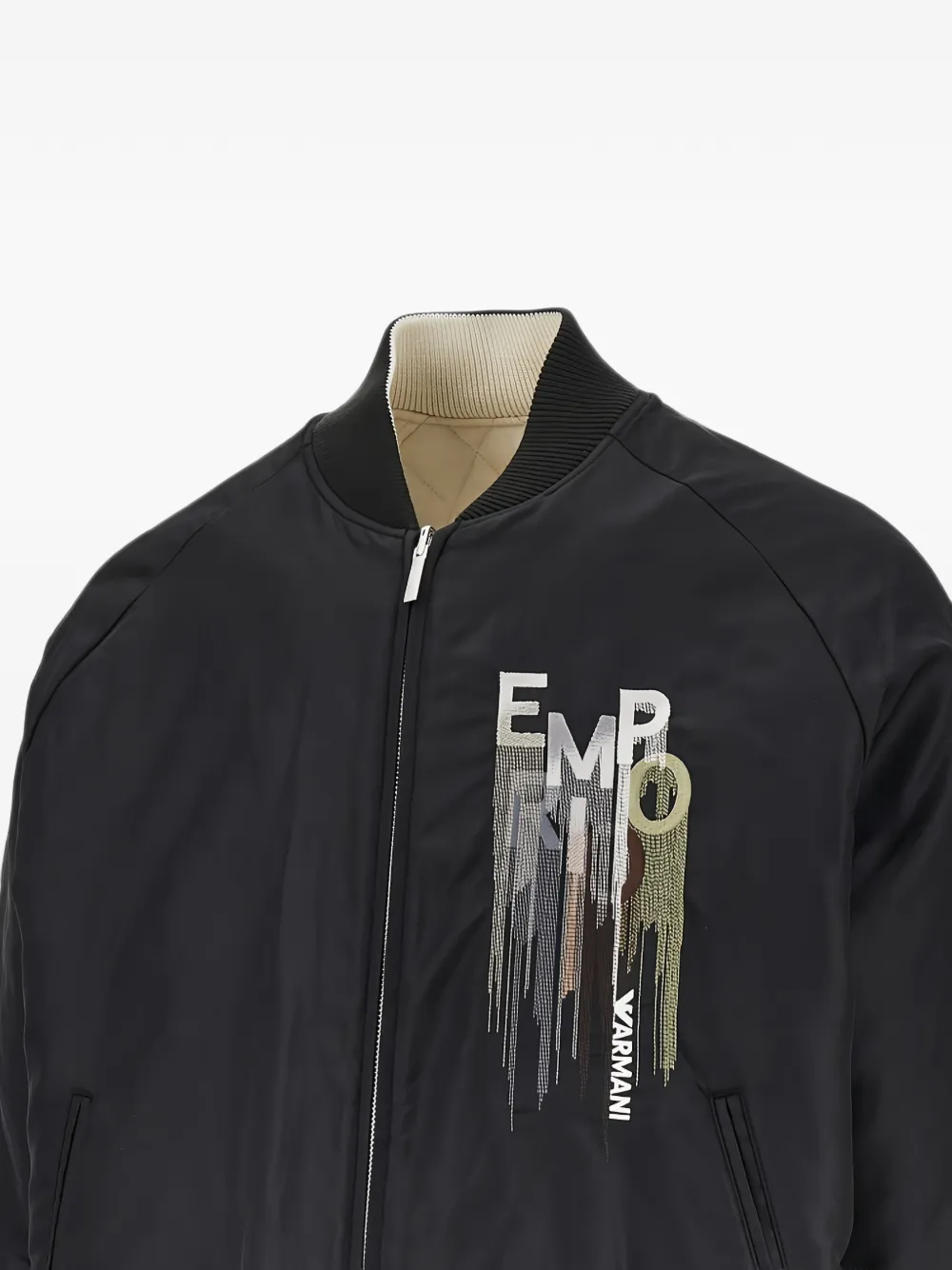 Emporio Armani Bomberjack met geborduurd logo Zwart