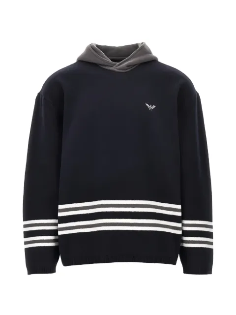 Emporio Armani logo-embroidered striped hoodie