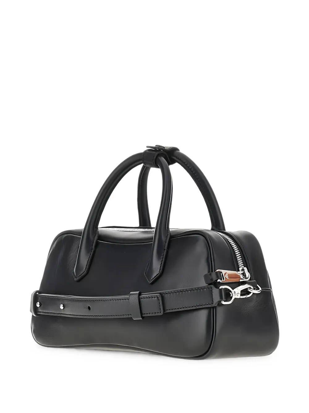 Emporio Armani logo-plaque leather tote bag Zwart