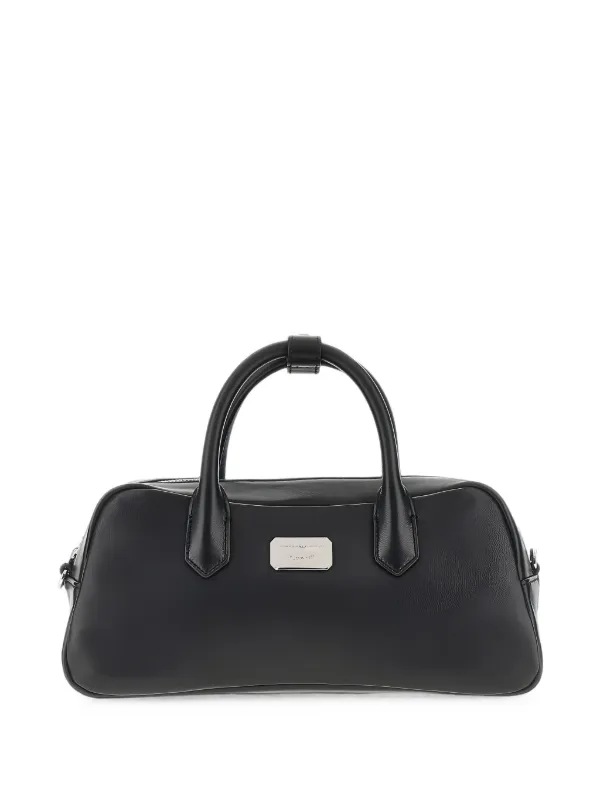 Emporio Armani Logo-plaque Leather Tote Bag in Black