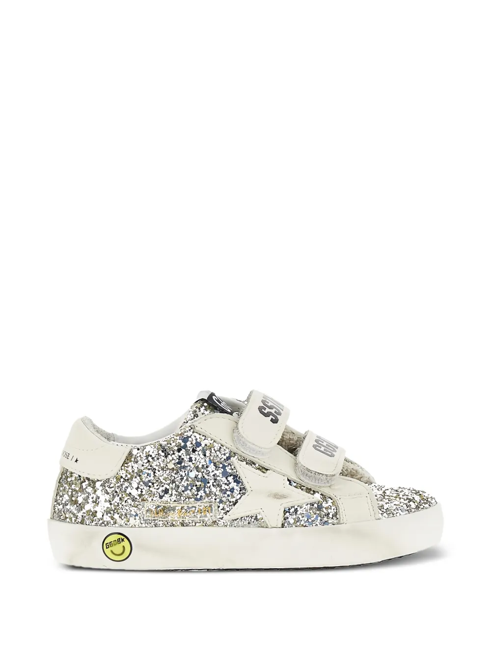 Golden Goose Kids Old School glittered touch-strap sneakers - Argento